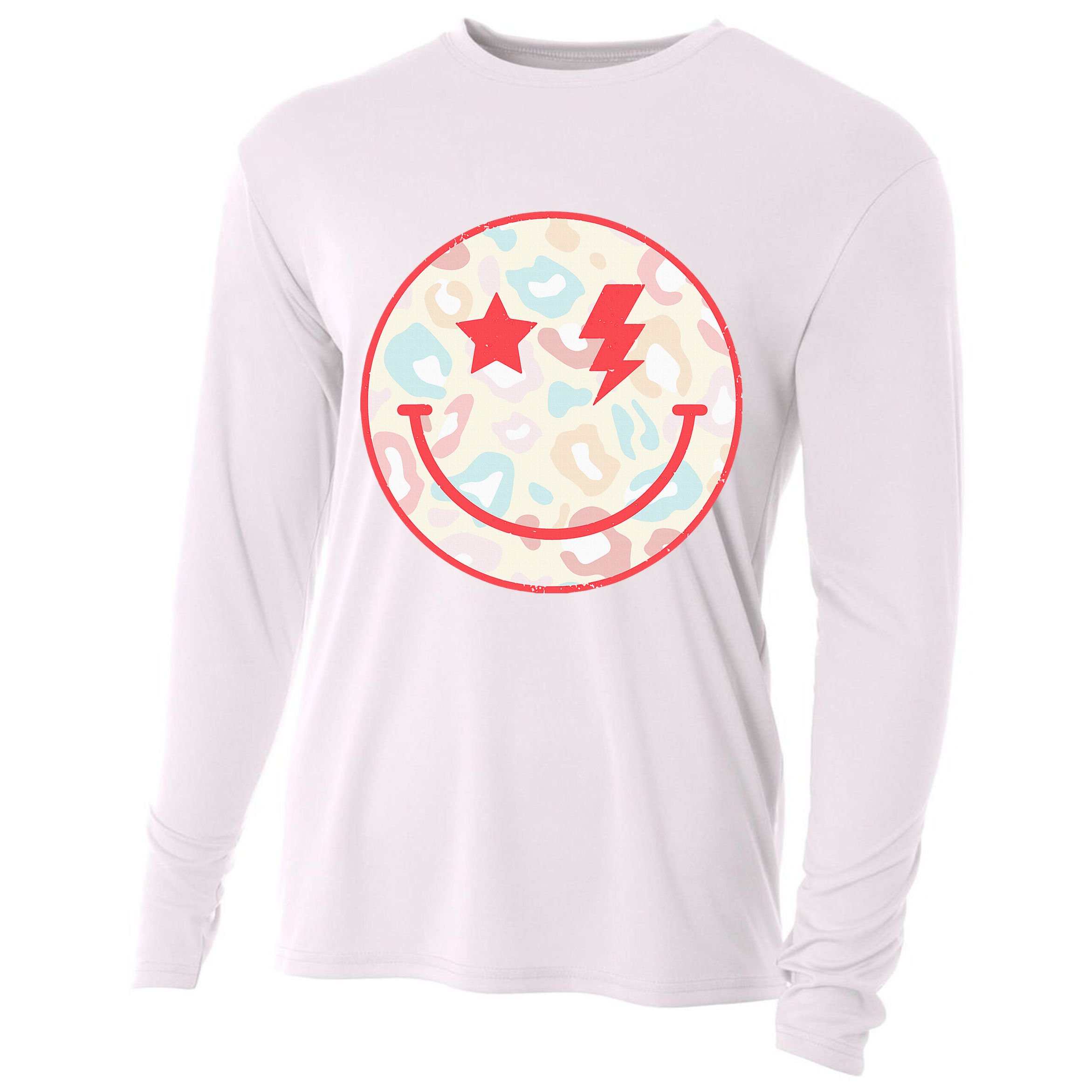 Happy Face Floral Preppy Aesthetic Smiling Face Cooling Performance Long Sleeve Crew