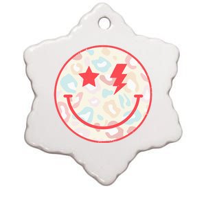 Happy Face Floral Preppy Aesthetic Smiling Face Ceramic Star Ornament