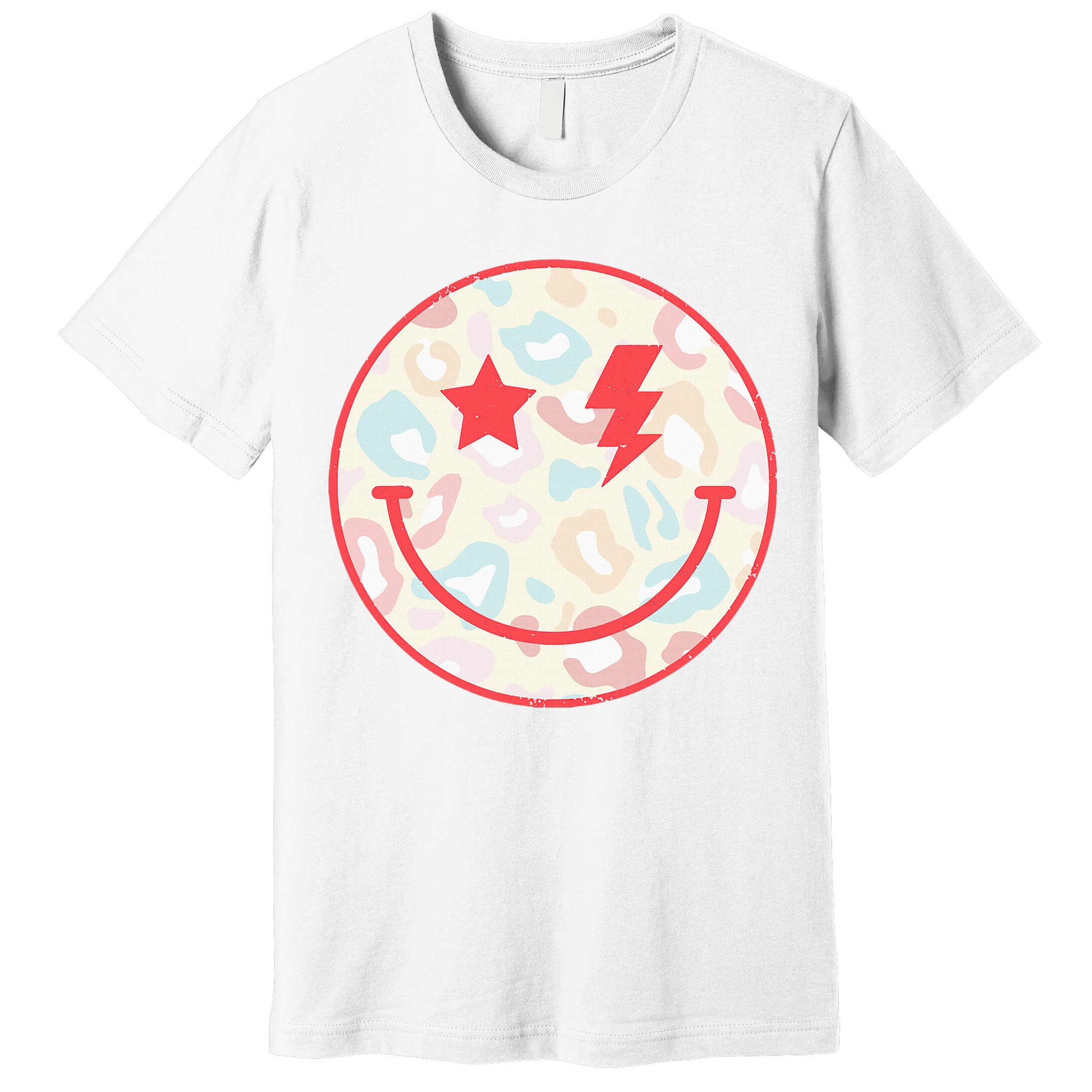 Happy Face Floral Preppy Aesthetic Smiling Face Premium T-Shirt