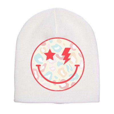 Happy Face Floral Preppy Aesthetic Smiling Face Short Acrylic Beanie