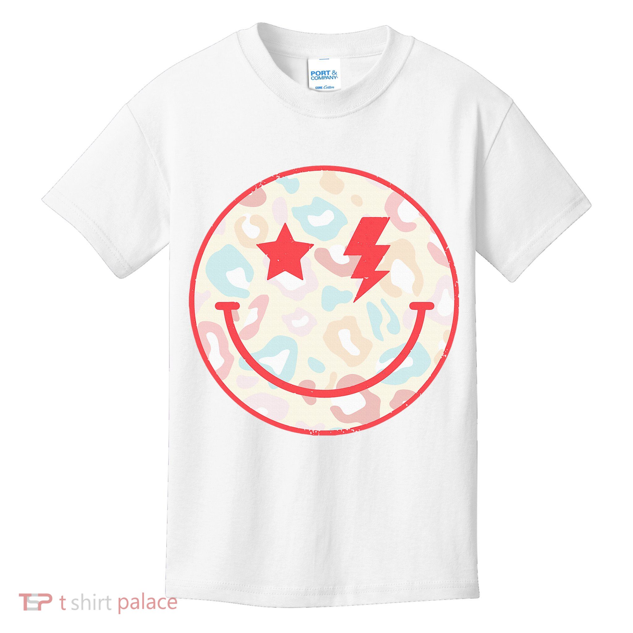 Happy Face Floral Preppy Aesthetic Smiling Face Kids T-Shirt
