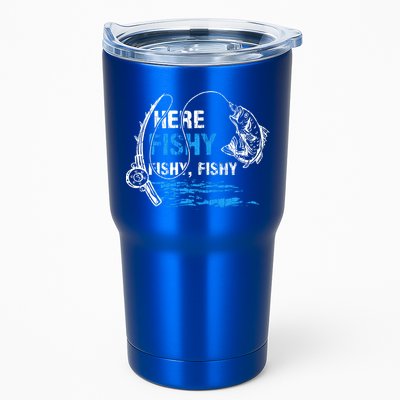 Here Fishy Funny Fishing Fisher Fish Graphic Gift Tumbler