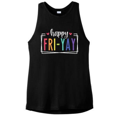 Happy Friyay Friday Lovers Fun Teacher Ladies PosiCharge Tri-Blend Wicking Tank