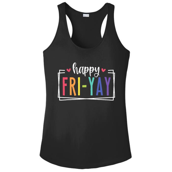 Happy Friyay Friday Lovers Fun Teacher Ladies PosiCharge Competitor Racerback Tank