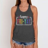 Happy Friyay Friday Lovers Fun Teacher Women's Knotted Racerback Tank