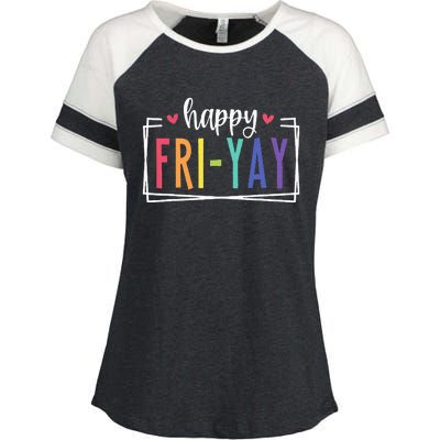 Happy Friyay Friday Lovers Fun Teacher Enza Ladies Jersey Colorblock Tee