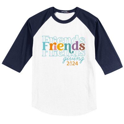 Happy Friends Giving 2024 Friendsgiving 2024 Thanksgiving Gift Baseball Sleeve Shirt