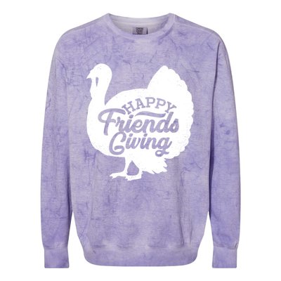 Happy Friends Giving Funny Thanksgiving Turkey Gift Meaningful Gift Colorblast Crewneck Sweatshirt