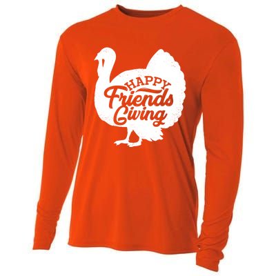 Happy Friends Giving Funny Thanksgiving Turkey Gift Meaningful Gift Cooling Performance Long Sleeve Crew