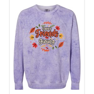 Happy Friends Giving Happy Thanksgiving Turkey Day Great Gift Colorblast Crewneck Sweatshirt