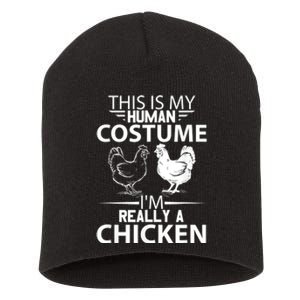 Halloween Funny Gift This Is My Human Costume Chicken Short Acrylic Beanie