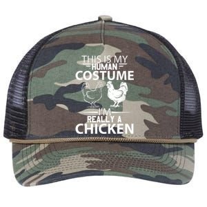 Halloween Funny Gift This Is My Human Costume Chicken Retro Rope Trucker Hat Cap