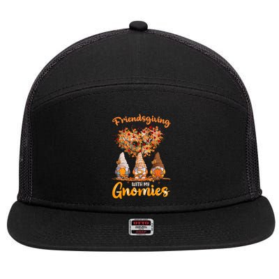 Happy Friendsgiving Gnomies Work Thanksgiving For Friends Gift 7 Panel Mesh Trucker Snapback Hat