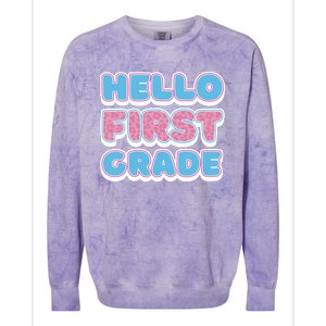 Hello First Grade Back To School Colorblast Crewneck Sweatshirt