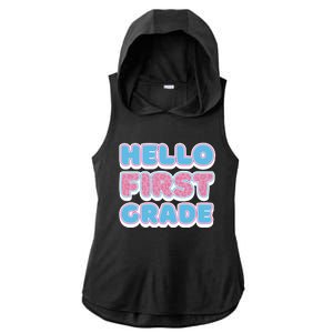 Hello First Grade Back To School Ladies PosiCharge Tri-Blend Wicking Draft Hoodie Tank