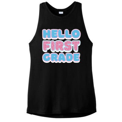 Hello First Grade Back To School Ladies PosiCharge Tri-Blend Wicking Tank