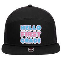 Hello First Grade Back To School 7 Panel Mesh Trucker Snapback Hat