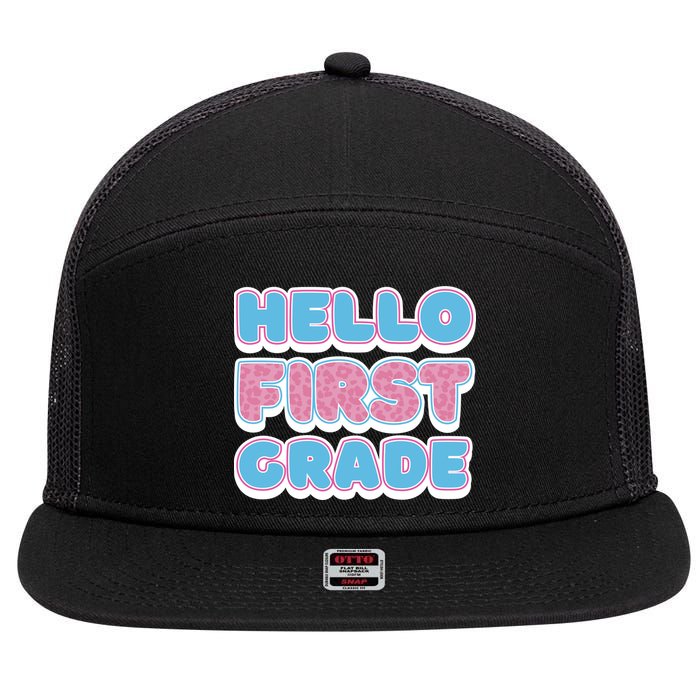 Hello First Grade Back To School 7 Panel Mesh Trucker Snapback Hat