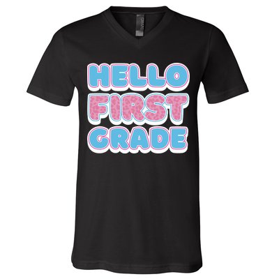 Hello First Grade Back To School V-Neck T-Shirt