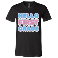 Hello First Grade Back To School V-Neck T-Shirt