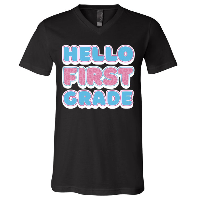 Hello First Grade Back To School V-Neck T-Shirt