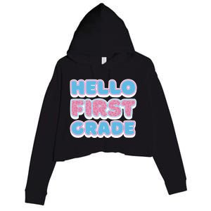 Hello First Grade Back To School Crop Fleece Hoodie