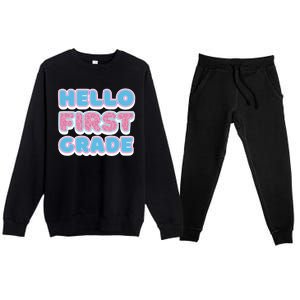 Hello First Grade Back To School Premium Crewneck Sweatsuit Set