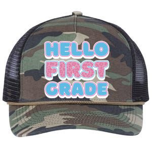 Hello First Grade Back To School Retro Rope Trucker Hat Cap