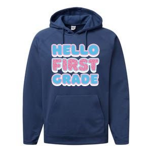 Hello First Grade Back To School Performance Fleece Hoodie