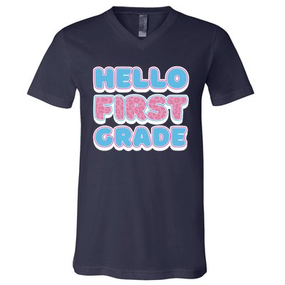 Hello First Grade Back To School V-Neck T-Shirt