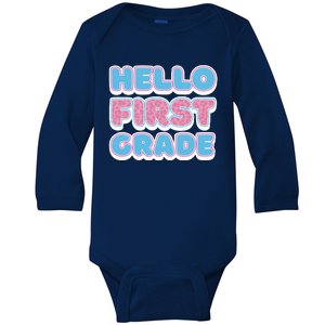 Hello First Grade Back To School Baby Long Sleeve Bodysuit