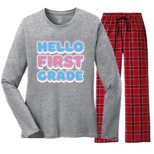 Hello First Grade Back To School Women's Long Sleeve Flannel Pajama Set 