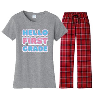 Hello First Grade Back To School Women's Flannel Pajama Set