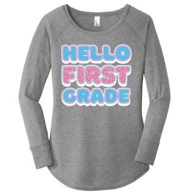 Hello First Grade Back To School Women's Perfect Tri Tunic Long Sleeve Shirt