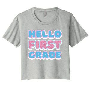 Hello First Grade Back To School Women's Crop Top Tee