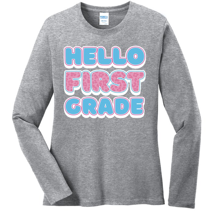 Hello First Grade Back To School Ladies Long Sleeve Shirt