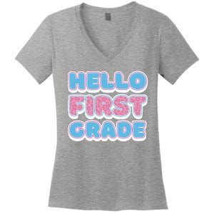 Hello First Grade Back To School Women's V-Neck T-Shirt