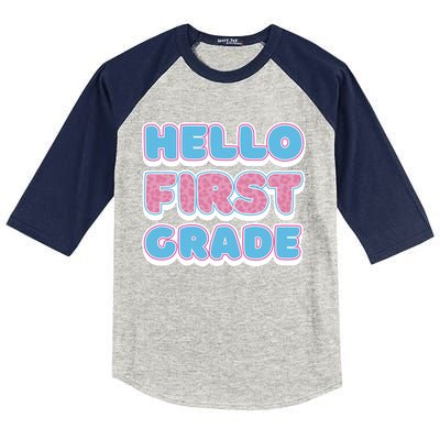 Hello First Grade Back To School Kids Colorblock Raglan Jersey