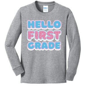 Hello First Grade Back To School Kids Long Sleeve Shirt