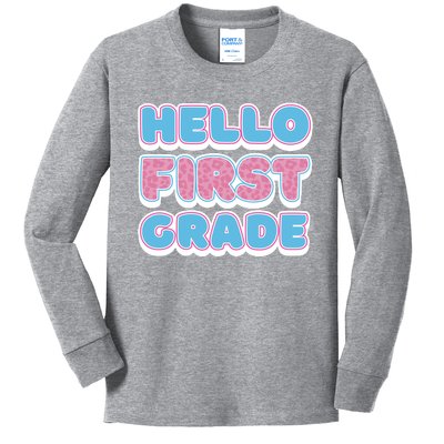 Hello First Grade Back To School Kids Long Sleeve Shirt