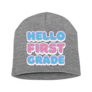 Hello First Grade Back To School Short Acrylic Beanie