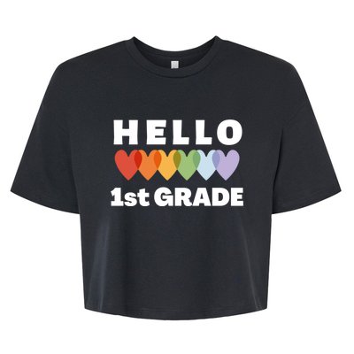 Hello First Grade Cute Gift Bella+Canvas Jersey Crop Tee