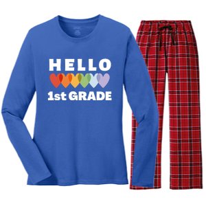 Hello First Grade Cute Gift Women's Long Sleeve Flannel Pajama Set 