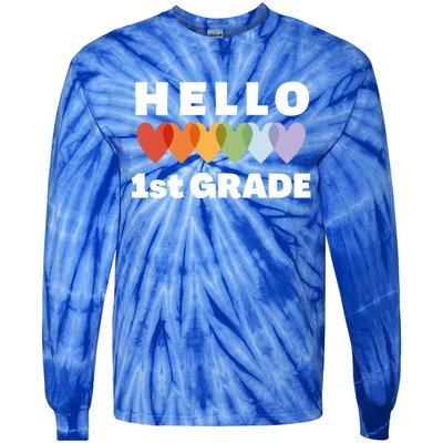 Hello First Grade Cute Gift Tie-Dye Long Sleeve Shirt