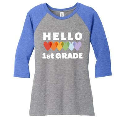 Hello First Grade Cute Gift Women's Tri-Blend 3/4-Sleeve Raglan Shirt