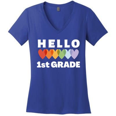 Hello First Grade Cute Gift Women's V-Neck T-Shirt