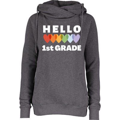 Hello First Grade Cute Gift Womens Funnel Neck Pullover Hood