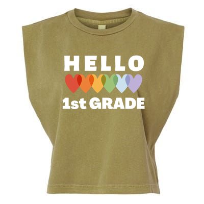 Hello First Grade Cute Gift Garment-Dyed Women's Muscle Tee