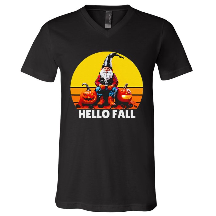 Hello Fall Genome Retro V-Neck T-Shirt