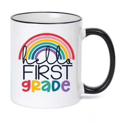 Hello First Grade First Day Of School Back To School 1st Grade Student 11oz Black Color Changing Mug